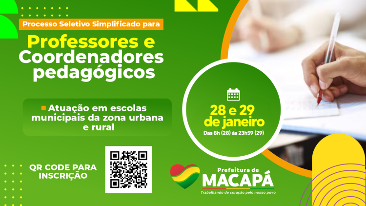 Processo Seletivo Simplificado para professores e coordenadores tem inscrições prorrogadas até quinta-feira, 29